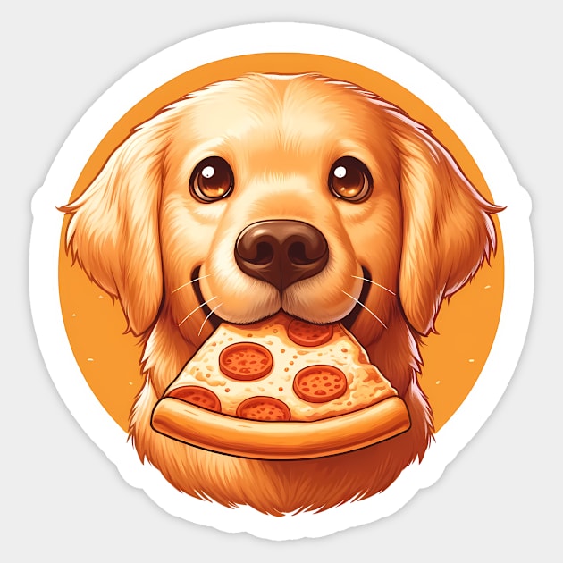 Cute Labrador Dog Eating Pizza Sticker by logiamerch